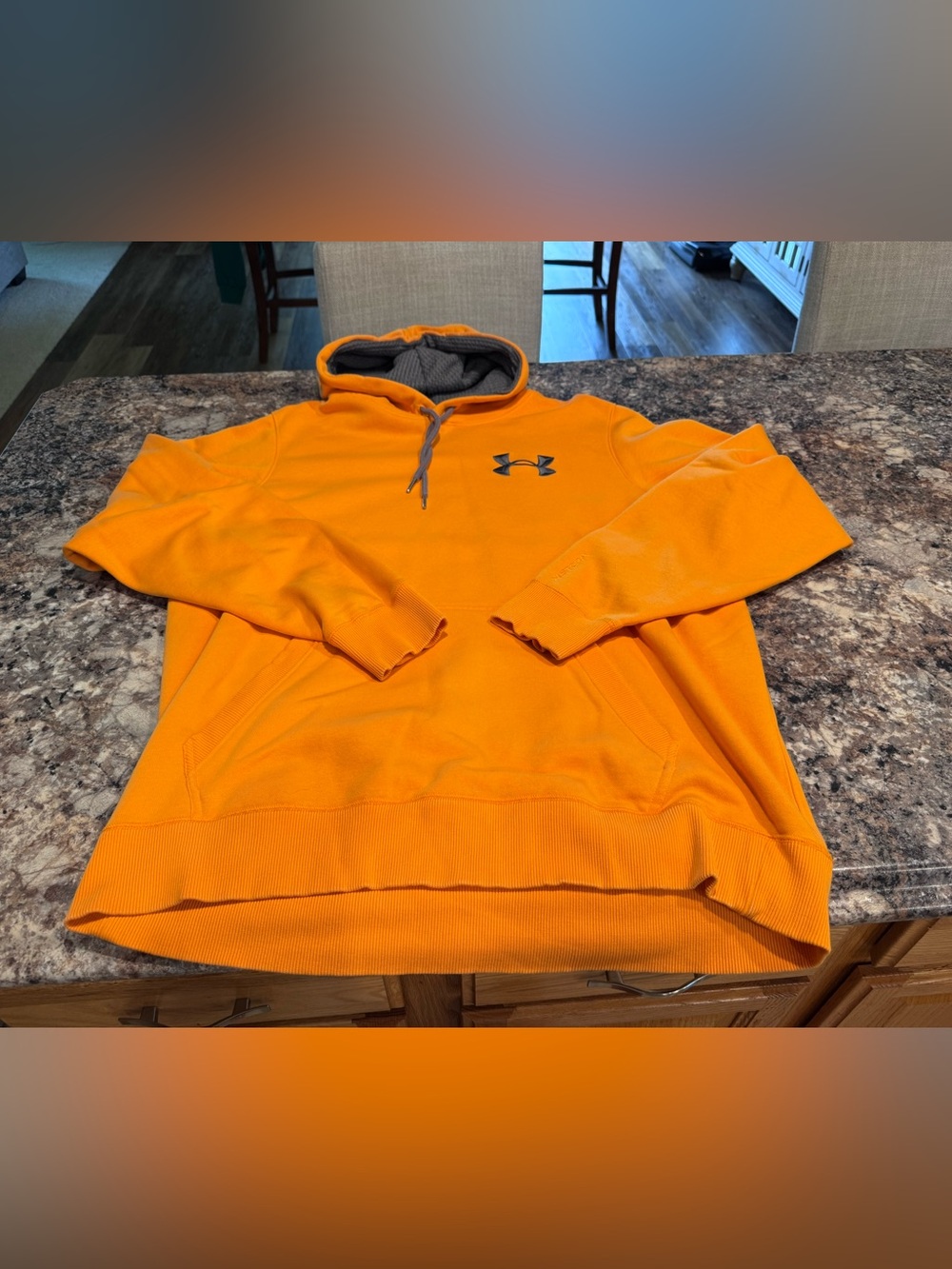 Under Armour Orange Pullover Hoodie with Grey Lined Hood